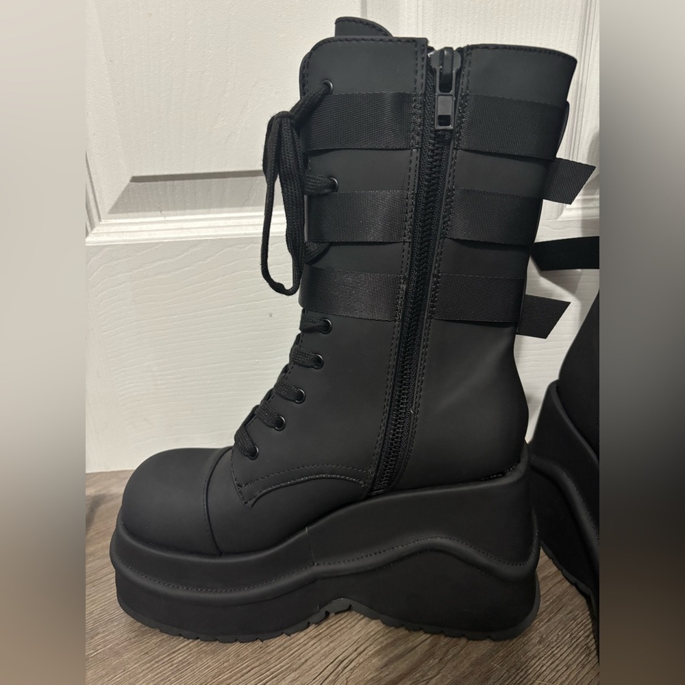 Dolls Kill / Current Mood Mad Hustle Wedge Platform Boots - Picture 6 of 9